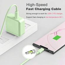 USB C 转 USB C 快速充电线 60W、车载充电器充电线、USB C 转 Type C 充电数据线兼容 16/17/17 Pro/17 Pro Max/iPad Pro/Air、手机充电器线兼容三星 Galaxy S25/S24/S23/S22/S21/S20 系列及更多 Type C 设备 - 多色 - 查看 3