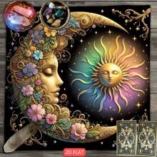 1pc Tarot Tablecover Elegant Sun And Moon Mandala Talobu Altar Cloth Starry Sky Table Cloth Witchcraft Astrology Black Oracle Mat Tarot Tablecloth Boho Playmat Cloth Home Decor - Black - View 5