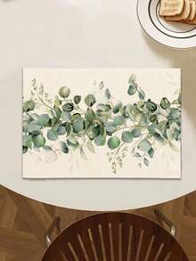 1pc Leaf Pattern Printed Table Runner, 4pcs Leaf Pattern Printed Placemats, Suitable For Holidays, Parties, Birthdays, Dinners, Kitchen & Dining Room Decor, All Season Home & Dining Decoration - Multicolor - View 3