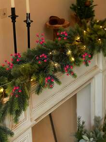 1/3 szt., 70,86 cala/5,9 stopy, ombre, zielona, sztuczna girlanda świąteczna z igieł sosnowych, plastikowa choinka z liści, odpowiednia na przyjęcie świąteczne, wesele, wystrój domu, zimową dekorację stołu, wiszącą dekorację na okno i schody - Zielony - Zobacz 6