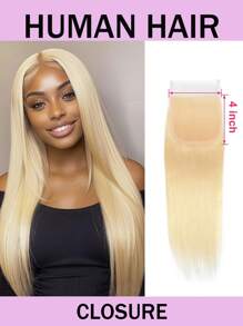Straight 4x4 Lace Closure Blonde Brazilian Virgin Hair Lace Closure Free Part Remy Straight Human Hair Transparent Closure #613 - S613 - View 1