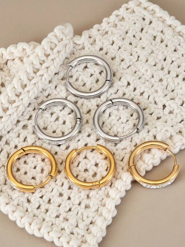 4 paar kleine gouden zilveren oorbellen, unisex, roestvrijstalen oorringen met scharnieren, geschikt voor kraakbeen, helix, tragus, oorlel, lage gevoeligheid oorbellen (6/8/10/12 mm) rechtstreeks van de fabriek