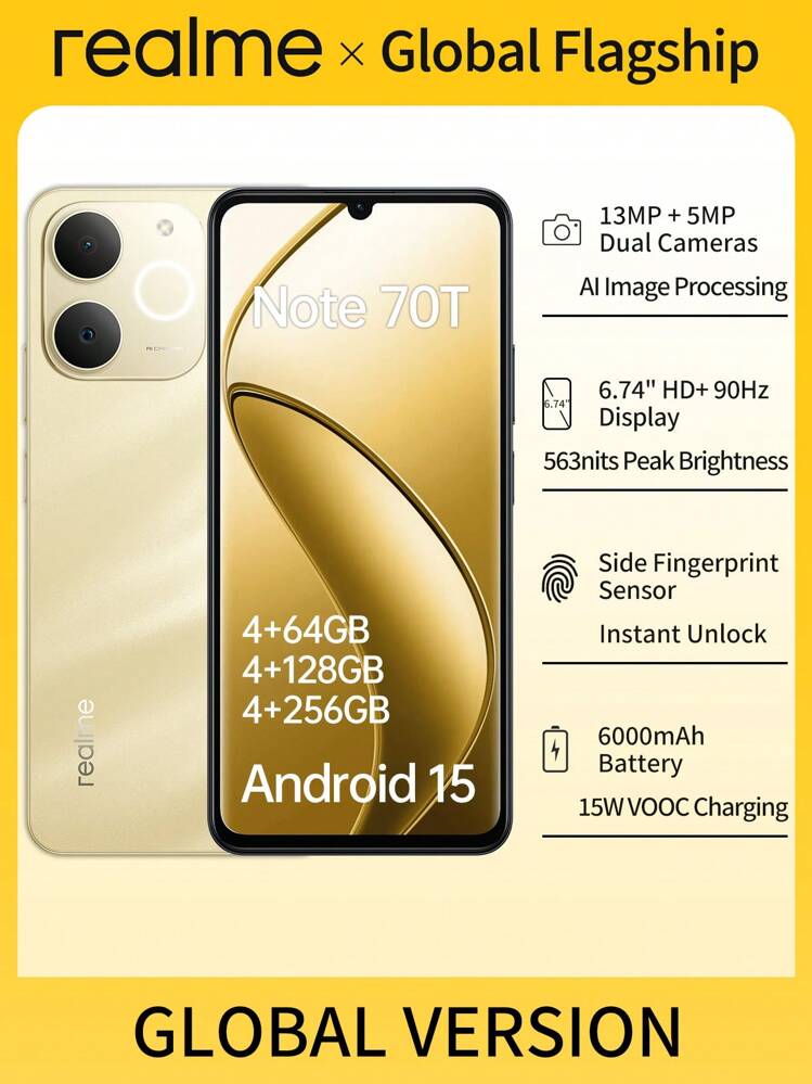realme Note 70T 4GB/64GB ゴールド Realme Note 70T 128GB Gold