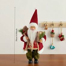 1pc New Country Style Santa Claus Statue With Pine Cone & Gift Bag, Classic Christmas Decor, Suitable For Christmas, Thanksgiving, New Year Decoration