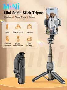 TOKQI 三合一迷你自拍杆三脚架带补光灯和无线遥控器 - 口袋大小，可扩展手机支架用于 Vlog/直播，通用兼容 Android 智能手机，兼容 Android 手机，适用于暑假、旅行、补光灯、户外活动、直播 Vlogging 设备 - 黑色 - 查看 4