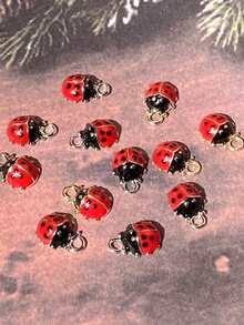 10 件装锌合金瓢虫动物吊坠 DIY 可爱昆虫项链耳环配件 - 瓢蟲 - 查看 5