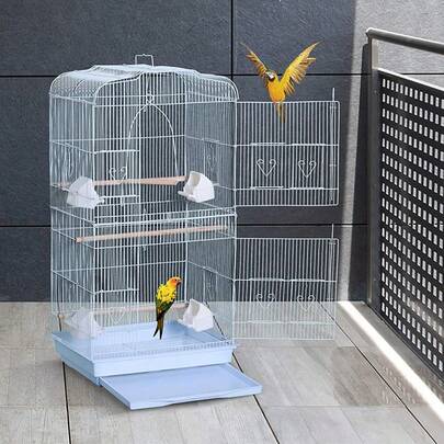 Grande Gabbia per Uccelli sul Tetto, pappagallini piccioncini Parrocchetti Cockatiels e Pappagallo per Uccelli Grande - Gabbia per pappagalli Chinchilla Macaw Pet House 46 * 36 * 92 cm