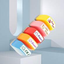 1 con dấu cao su nhiều màu sắc có mực tích hợp, con dấu nhận xét của giáo viên cảm quang, thích hợp cho phần thưởng học tập, phần thưởng đánh giá, con dấu động viên, hoạt động giáo dục, ghi nhãn rõ ràng, con dấu nhiều màu sắc kèm khay đựng. - Nhiều màu - Xem 2