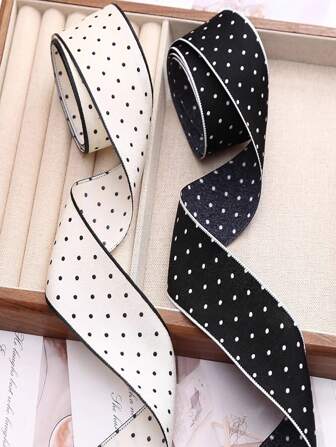 1 Yard Smooth Dot Printing Ribbon DIY Bow Hair Accessories Clothing Top Hat Accessories Gifts Flower Packaging Polka Dot Ribbon