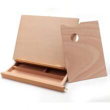 Collapsible Tabletop Easel Sketch Box Sketchbox With Palette Storage Transport Drawer Tray For Painting Natural SingleDrawer