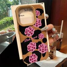 Funda de piel sintética suave con diseño de huella de oso y estampado de leopardo. Color beige claro. Compatible con phone 14, 11, XS Plus, 15 Pro, 13 y 12. 16 - Colores mixtos 1 - Ver 3