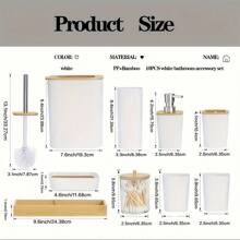 10 piezas Juego de accesorios de baño - Incluye soporte para cepillo de dientes, vaso para enjuague bucal, dispensador de jabón, bandeja, jabonera, dispensador de jabón, papelera de tipo prensa y soporte para cepillo de baño - Material de plástico duradero, perfecto para la decoración del baño moderno, construcción de plástico, juego de baño de hotel, regalo de inauguración de la casa