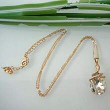 18k Gold Plated Water Drop Crystal Multicolor  Snake Pendant Necklace 16"+2"2025 - 白色 - 查看 4