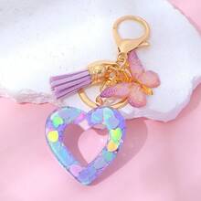 2025 Resin Hollow Heart Keychain With Tassel Butterfly Bag Pendant, Valentine's Day Gift, Hot Selling Cross-Border Item - Multicolor - View 13