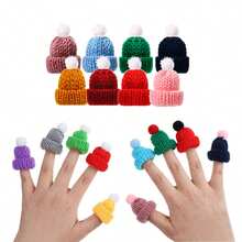 20PCS Mixed Color Mini Knitting Hats Mini Doll Hats For Christmas Ornaments DIY Crafts, Festive Fabric Decorations For Xmas Tree Hanging, Happy New Year Snowmen Doll Art And DIY Hair Accessories - Multicolor - View 6