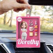 Catygift Đồ trang trí theo chủ đề y tá được thiết kế riêng, mặt dây chuyền xe hơi bằng acrylic cá nhân hóa, quà tặng y tá tinh tế, quà tặng tri ân y tá, đồ trang trí theo chủ đề y tá tốt nhất, quà tặng dành cho y tá - Như được hiển thị - Xem 5