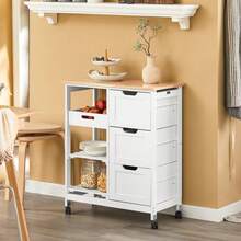 SoBuy FKW79-HG, Kitchen Trolley Cart Kitchen Storage Trolley Serving Trolley With 3 Drawers And Removable Tray, Grey - White - View 4