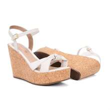 Domidona Women's Wedge Platform Sandal With Bow Strap - 白色 - 查看 5