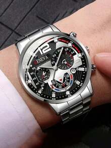 4pcs/Set Men's Quartz Watch Set, Fashion Business Style, Suitable As Important Holiday Gift - Multicolor - View 3