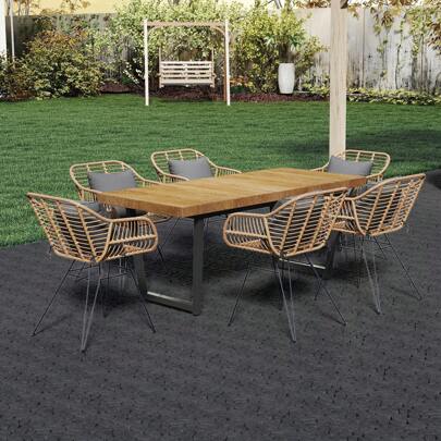 LILIIN Ladrilhos de seixos 30x30 cm – 11 ladrilhos ≈ 1m² – Pedra natural lisa ou cortada – fácil de cuidar, antiderrapante, resistente às intempéries – para varanda, jardim e piscina, pedra natural colorida/cortada/preto e branco/preto/branco