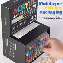 1 Box 48-Color Straight Liquid Soft-Head Acrylic Marker Set Student Non-Permeable Stackable Art Brush Interest Class Painting Watercolor Pen Graffiti Paint Soft Pen