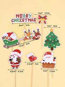 10 件圣诞装饰品、蛋糕和甜点桌圣诞场景装饰、节日祝福蛋糕装饰/圣诞节 - 彩色 - 查看 4