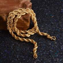 1pcs Elegant Braided Twisted Rope Chain Necklace, Alloy Vintage Gold-Plated - Fashion Accessories For Men And Women, Eternal Work | Alloy Necklace - 金色 - 查看 5