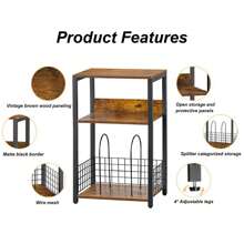 Estante de almacenamiento de 3 niveles para reproductores de audio y discos con diseño de maleta vintage - Organizador multiusos para vinilos, CDs y accesorios - Ideal para sala de estar, dormitorio, cocina o sala de juegos, decoración de sala de música - Caqui - Ver 4