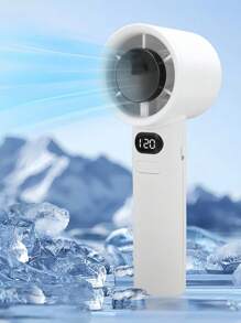 Handheld Fan Handheld Fan High-Speed Portable Turbofan USB Rechargeable Electric Fan With Digital Display Support 120-Speeds Infinitely Adjustable For Camping Travel Home Office