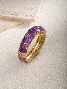 1 件复古风格油滴绿花装饰人造珍珠手链，适合日常和派对佩戴情人节