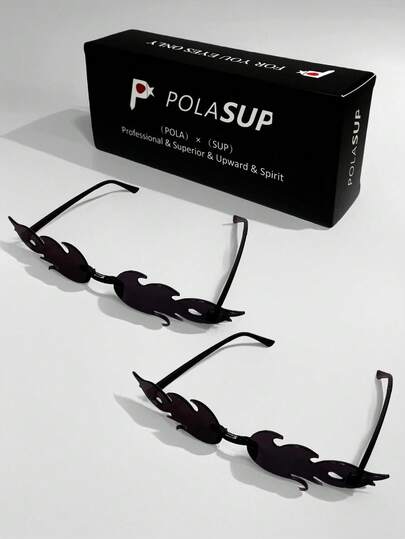 2 pares de óculos de sol da moda em formato de chama para festival de música Y2K, rosa, laranja, verde, vermelho, arco-íris, cores neon, estilo kawaii fofo, óculos de adereço da moda para meninas, armações poligonais, óculos verdes, óculos de festa