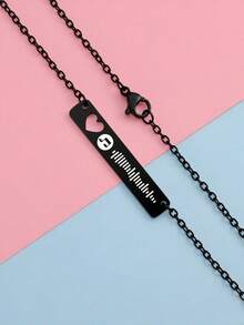 1 PC Customized Music Code Necklace, Custom Engraved Music Code Necklace, 3.5*0.6cm Personalized Stainless Steel Hollow Heart Rectangular Necklace, Customized Music Song Jewelry Necklace Accessories Gifts Unique Handmade Gifts Music Lovers Gifts Birthday Gifts Christmas Gifts - Multicolor - View 8