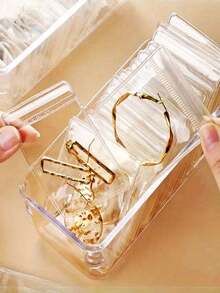 100/30/10pcs Reusable Pvc Dustproof Jewelry Bags, Gradient Color Sealed Jewelry Bags, Suitable For Jewelry, Earrings, Necklaces, Party Packaging.