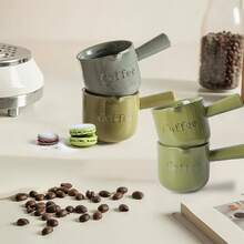 APPKER 粉色浓缩咖啡杯、浓缩咖啡陶瓷量杯、带手柄的 90 毫升浓缩咖啡杯、带 V 形嘴的浓缩咖啡杯、用于制作浓缩咖啡起泡的咖啡壶