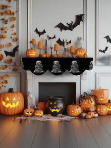 1pc/8pcs Halloween Mummy Pattern Fireplace Scarf, Halloween Fireplace Decor, Halloween Hanging Decor, Seasonal Home Decor For Autumn, Retro Style, Short Plush Material, 48*200CM/18.9*78.74IN, Halloween Home Decor Indoor Outdoor Party Supplies, Halloween Theme Decoration, Room Decor. Suitable For Home Kitchen Decor And Halloween Party Decoration - Multicolor - View 5