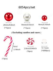 6054 件圣诞花瓶填充装饰 - 红色和白色亮面拐杖糖珠，用于节日中心装饰、餐桌布置、壁炉架或橱窗展示的花瓶填充物 - DIY 工艺品，用于圣诞派对装饰的塑料珠，节日餐桌散布装饰，户外花园庭院照片道具装饰，节日配饰 - 彩色 - 查看 9