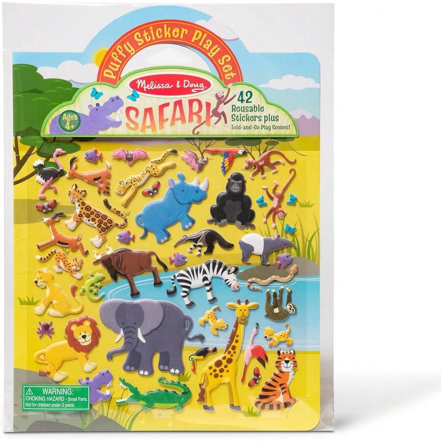 ¡RecomendadoMelissa & Doug Set de Juego de Autoadhesivos Esponjosos, Safari, Bloc de Actividades Reutilizables, Fondo de Doble Cara, 42 Pegatinas¡Top de Temporada - 1 - Ver 1