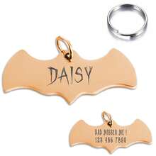 1pc Customized Engraved Bat-Shaped Pet ID Tag - Personalized Halloween Theme Pattern Dog And Cat Name Tag, Stainless Steel Collar Pendant - Anti-Lost Keychain, Engraved With Name And Contact Information - Colorful Fashion Outdoor Pet Accessory - Perfect Gift For Pet Safety - Multicolor - View 21