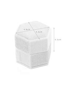 1pc Elegant Hexagonal Velvet Ring Display Box, White Engagement And Wedding Set Keepsake Case, Dual Slot Ring Storage Box, Valentine's Day Gift - Jewelry Box - View 4