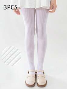 3 cặp quần tất Jacquard màu trơn, quần tất co giãn cao cho mọi mùa - Nhiều màu - Xem 12