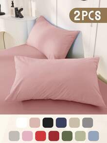 2 件枕套，多种尺寸枕套，信封封口，柔软枕套，抗皱、防褪色、防污，适用于卧室、沙发、客厅、家居装饰，不含枕芯，秋季装饰，房间装饰，返校，学校用品，白色、粉色、黑色、海军蓝、米色、灰色、绿色、蓝色、绿色 - 彩色 - 查看 60