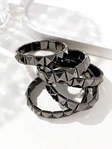 LADYCOCO 5 件朋克风格铆钉手链套装，男女通用黑色个性化铆钉手链套装，适合日常佩戴、派对、音乐节