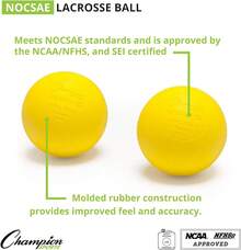 Champion Sports - Pelotas Oficiales de Lacrosse - Varios Colores en Paquetes de 1, 2, 3, 6 y 12 - Amarillo - Ver 9