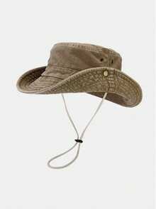 1 件男女通用纯色可折叠渔夫帽，水洗复古牛仔渔夫帽，适合户外、徒步旅行、钓鱼、防晒、四季休闲使用 - A - 查看 6