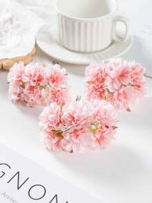 1/3/5PCS (6 Heads) MINI Artificial Carnation Flowers Silk Hydrangea Headwear Fake Plants For Autumn Wedding Candy Box Decoration Vase For Home Dining Room Bedroom Decorations, Festival Birthday Party Accessories, Outdoor Garden Decorations, Autumn Home Decoration