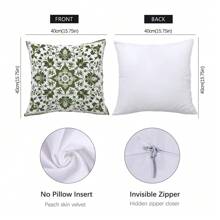 4 件套绿色简约日常莫里斯图案靠垫套，单面印花桃色天鹅绒材质，45*45/50*50/40*40 厘米枕套，适用于现代布艺沙发，室内装饰，派对装饰，礼物