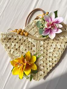 1个波西米亚风花朵发夹，20厘米/7.87英寸超大号发夹，原装高品质发夹，热带夏威夷兰花发夹，度假风发饰，女士侧夹鳄鱼夹发髻发型配饰，可用于帽子装饰、包包装饰、女士发饰，适合户外佩戴、海滩度假、婚礼装饰、舞会、派对、万圣节装饰、摄影、礼品发夹、万圣节配饰、花朵发饰、节日、锐舞配饰、爪夹、发爪、发夹、发卡、发夹、女士度假装扮、头部配饰、发卡 - 彩色 - 查看 6