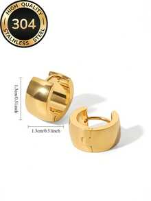 1 par de pendientes de aro dorados de acero inoxidable, hipoalergénicos, no se destiñen, cómodos y versátiles, minimalistas y elegantes, adecuados para uso diario o fiestas, regalo de joyería de moda para mujeres - Multicolor - Ver 4