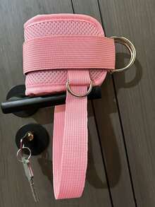 1pc Adjustable Cable Machine Ankle Strap, Comfortable Padded Ankle Cuff For Gym Workout Glute, Hamstring, Ankle Strap, Cable Machine Leg Strap - Pink - View 4