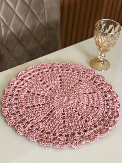 Sousplat Sulpa De Crochê Kit 4 Peças Colorido Mesa 4 L